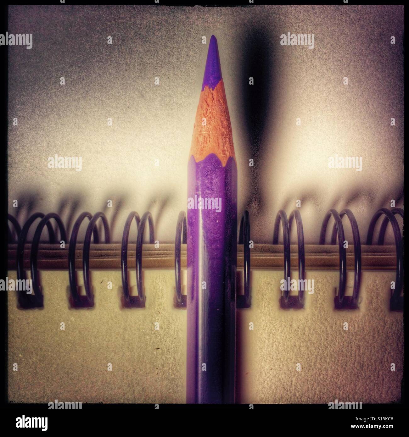 Pencil and spiral bound notebook - Smartphone Captured Stock Image