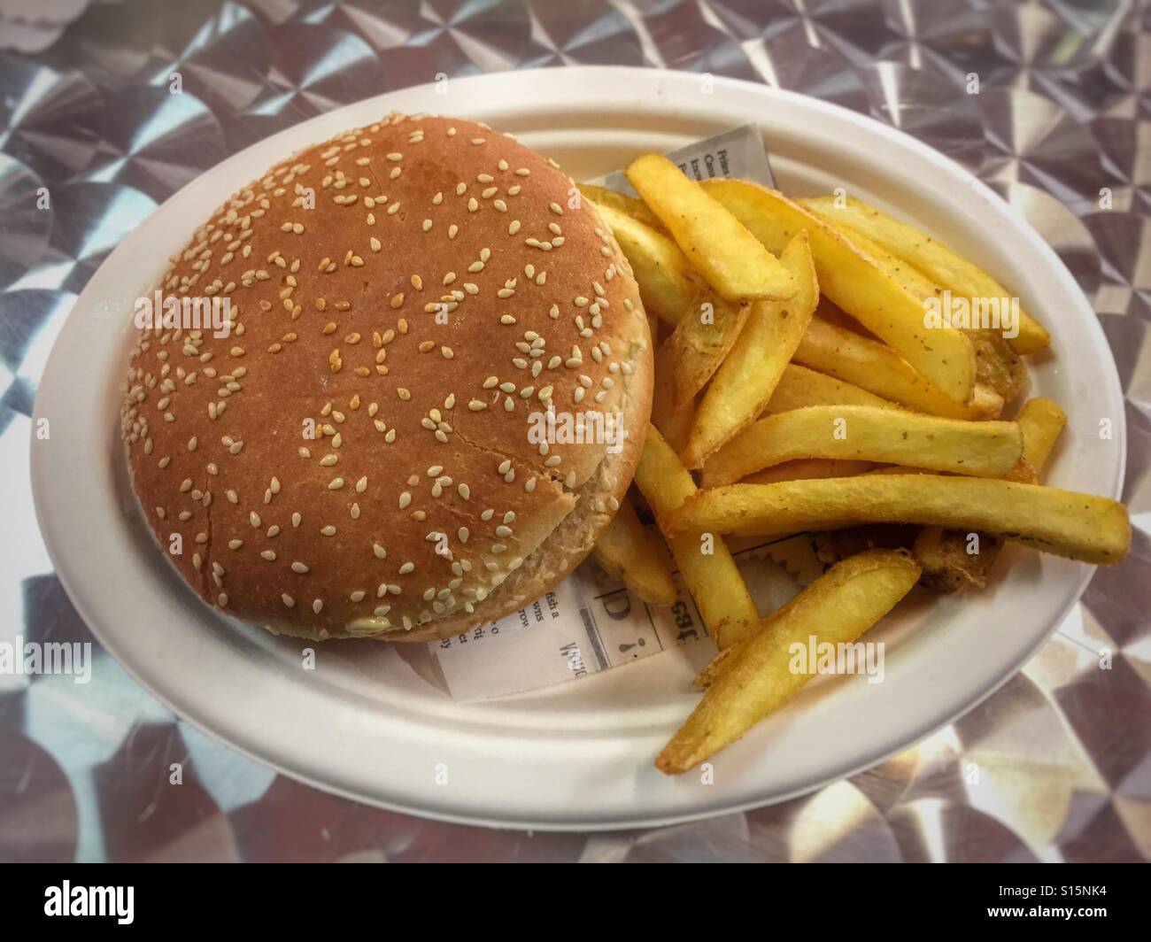 Burger and chips - Smartphone Captured Stock Image