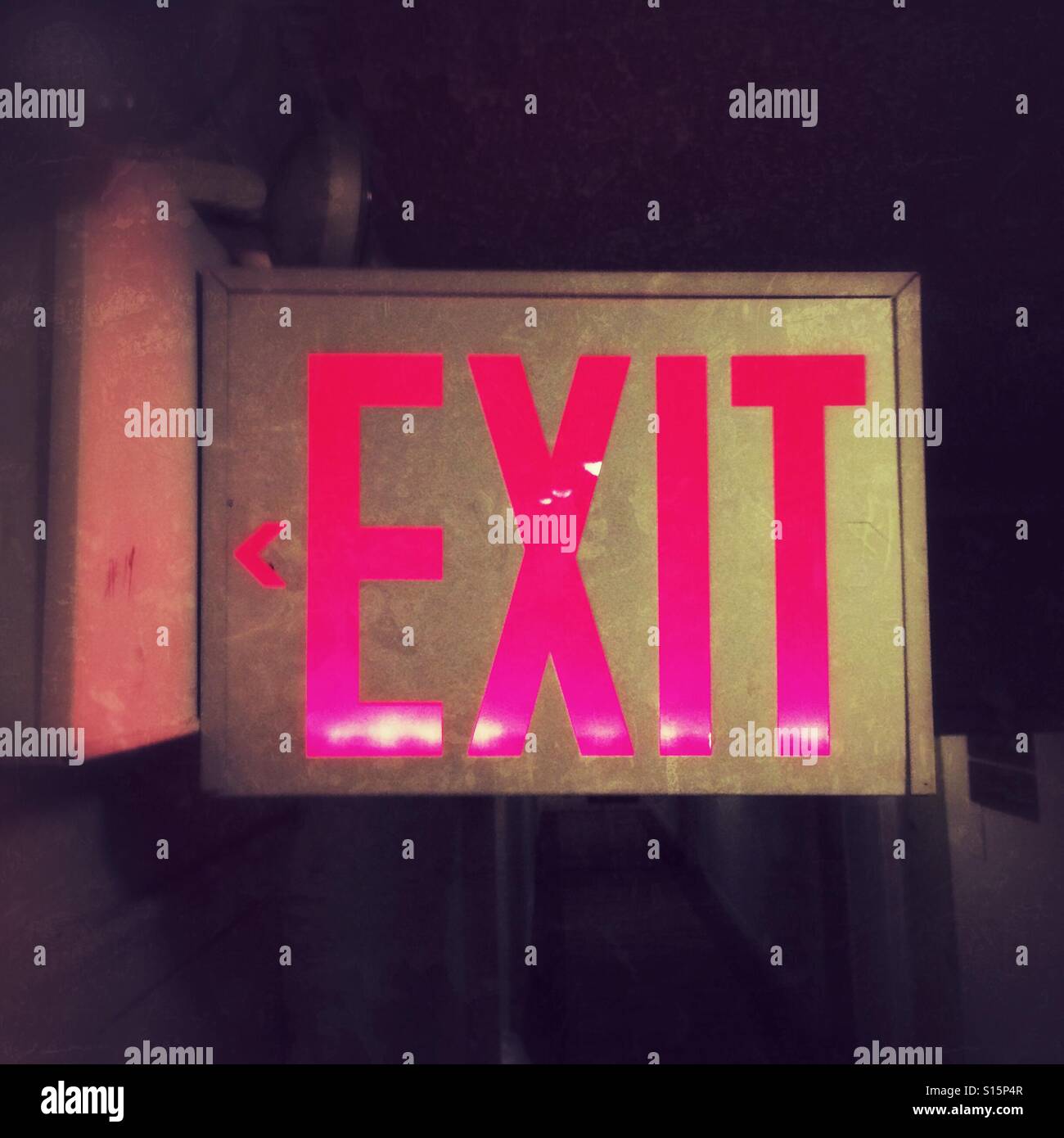 American style red exit sign Stock Photo Alamy