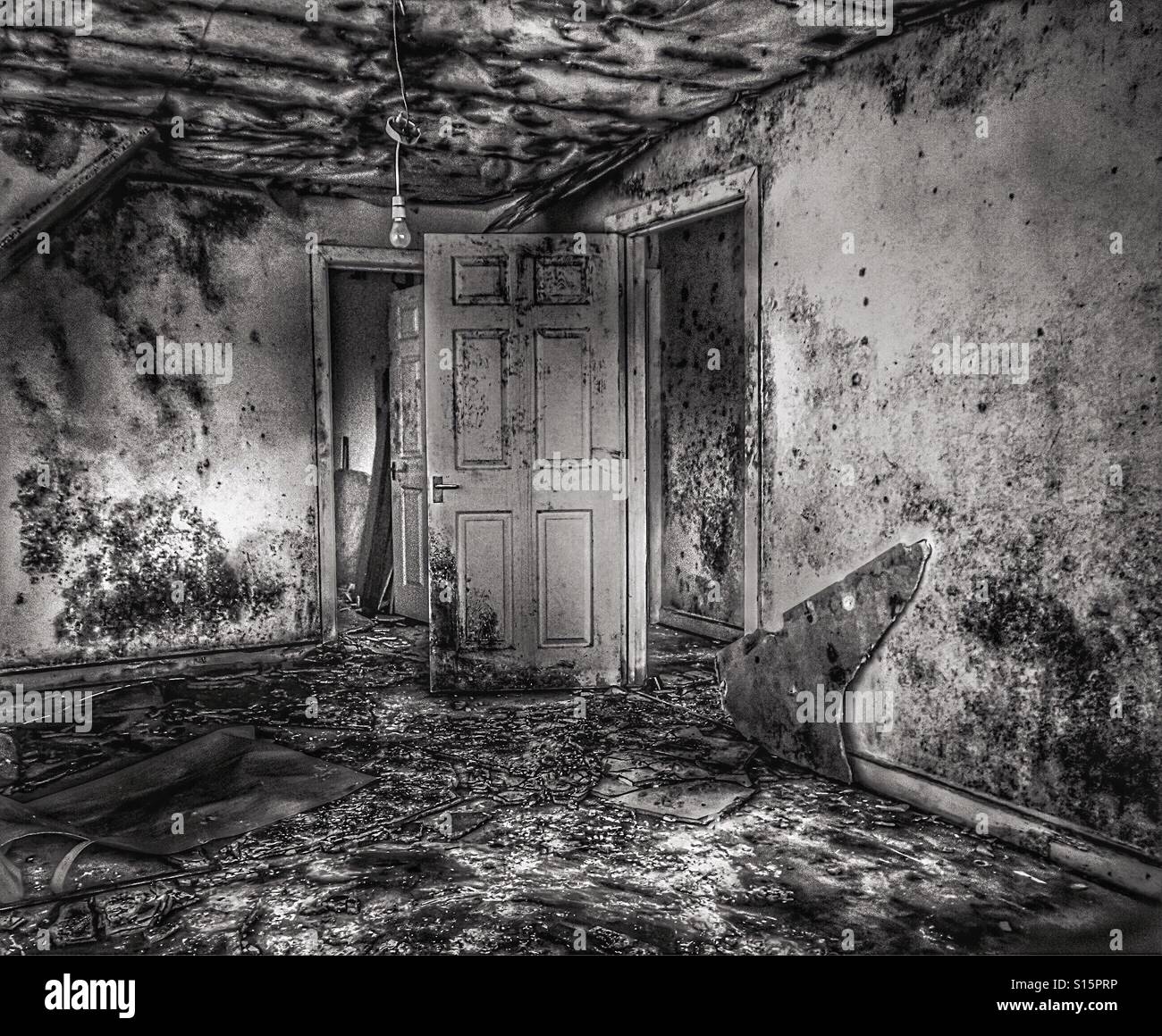 Empty and abandoned house showing interior - Smartphone Captured Stock Image