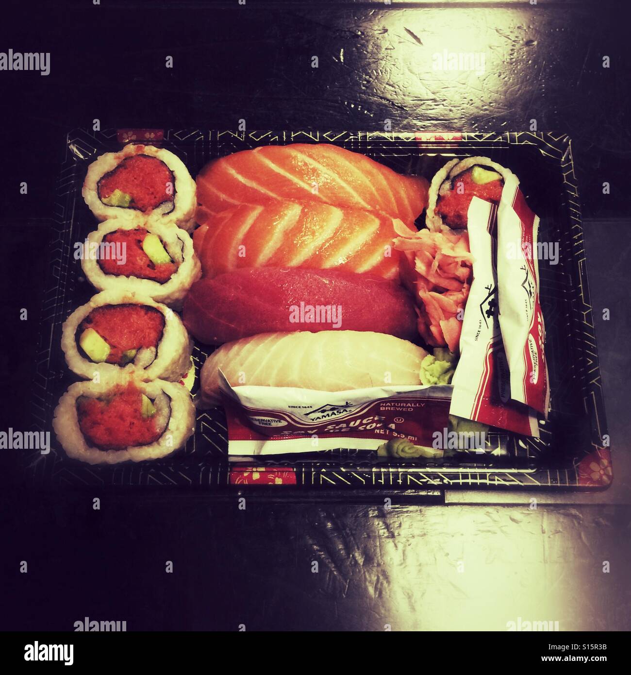 Tray of take away salmon sushi - Smartphone Captured Stock Image