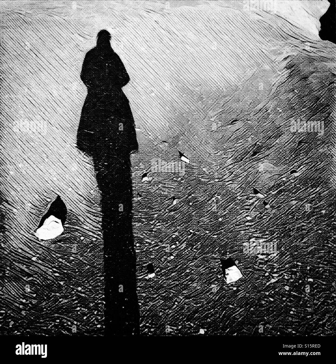 Long shadow of woman - Smartphone Captured Stock Image