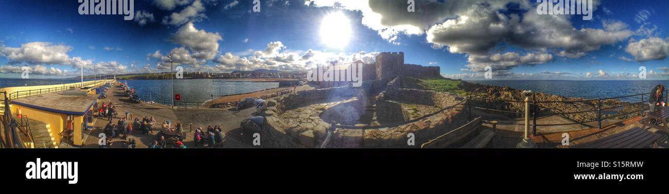 Peel harbour and castle, Isle of Man - Smartphone Captured Stock Image