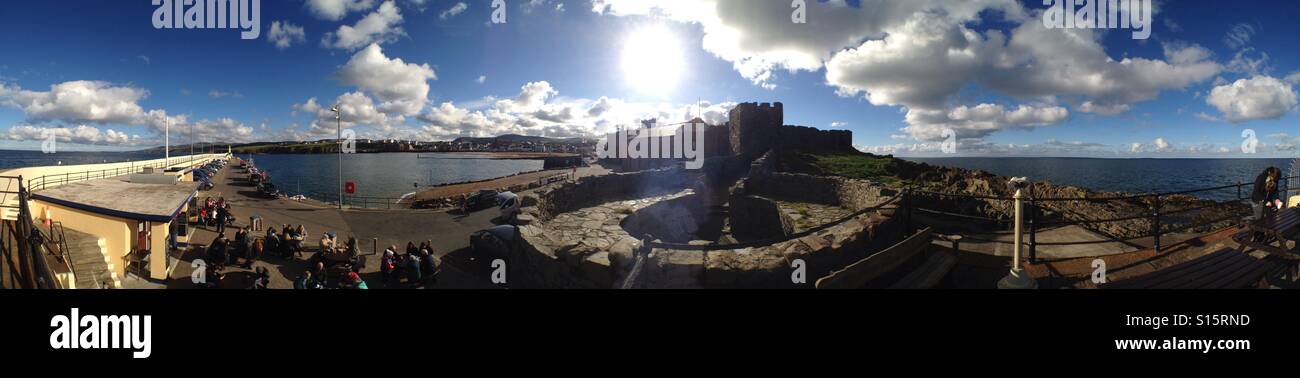 Peel harbour and castle, Isle of Man - Smartphone Captured Stock Image