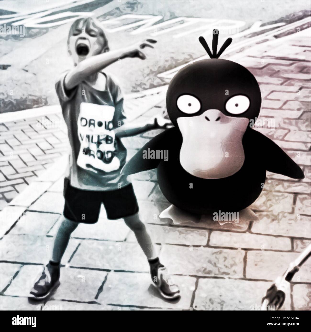 Catching Pokemon - Smartphone Captured Stock Image