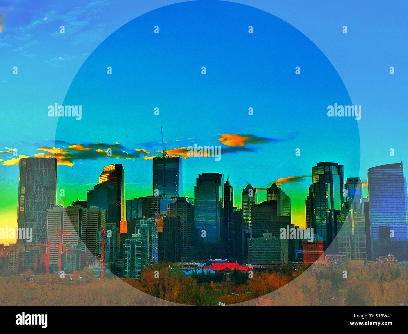 City skyline at dawn - Smartphone Captured Stock Image