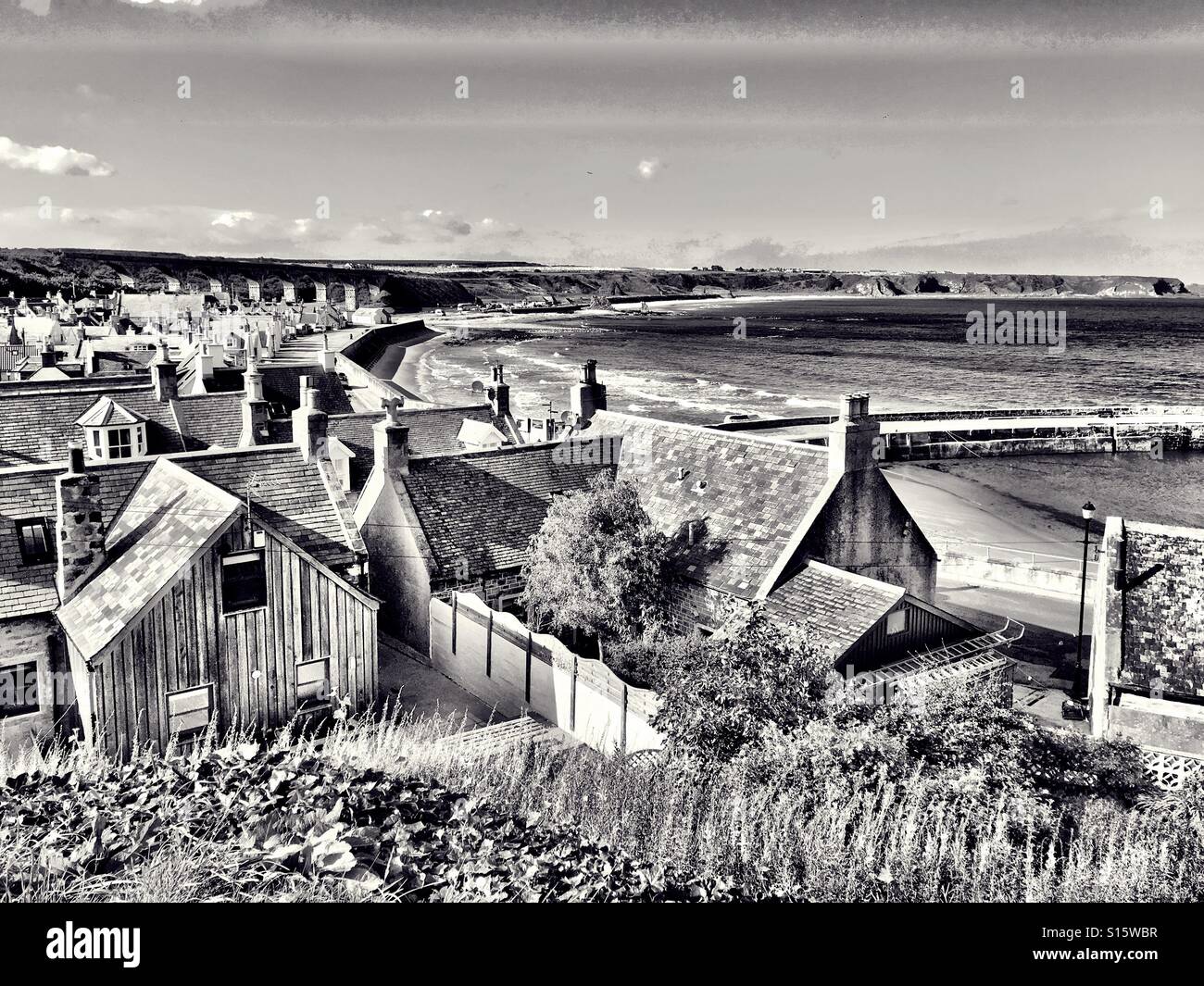 View of the Seatown, Cullen, Banffshire, Moray, Scotland, UK. - Smartphone Captured Stock Image