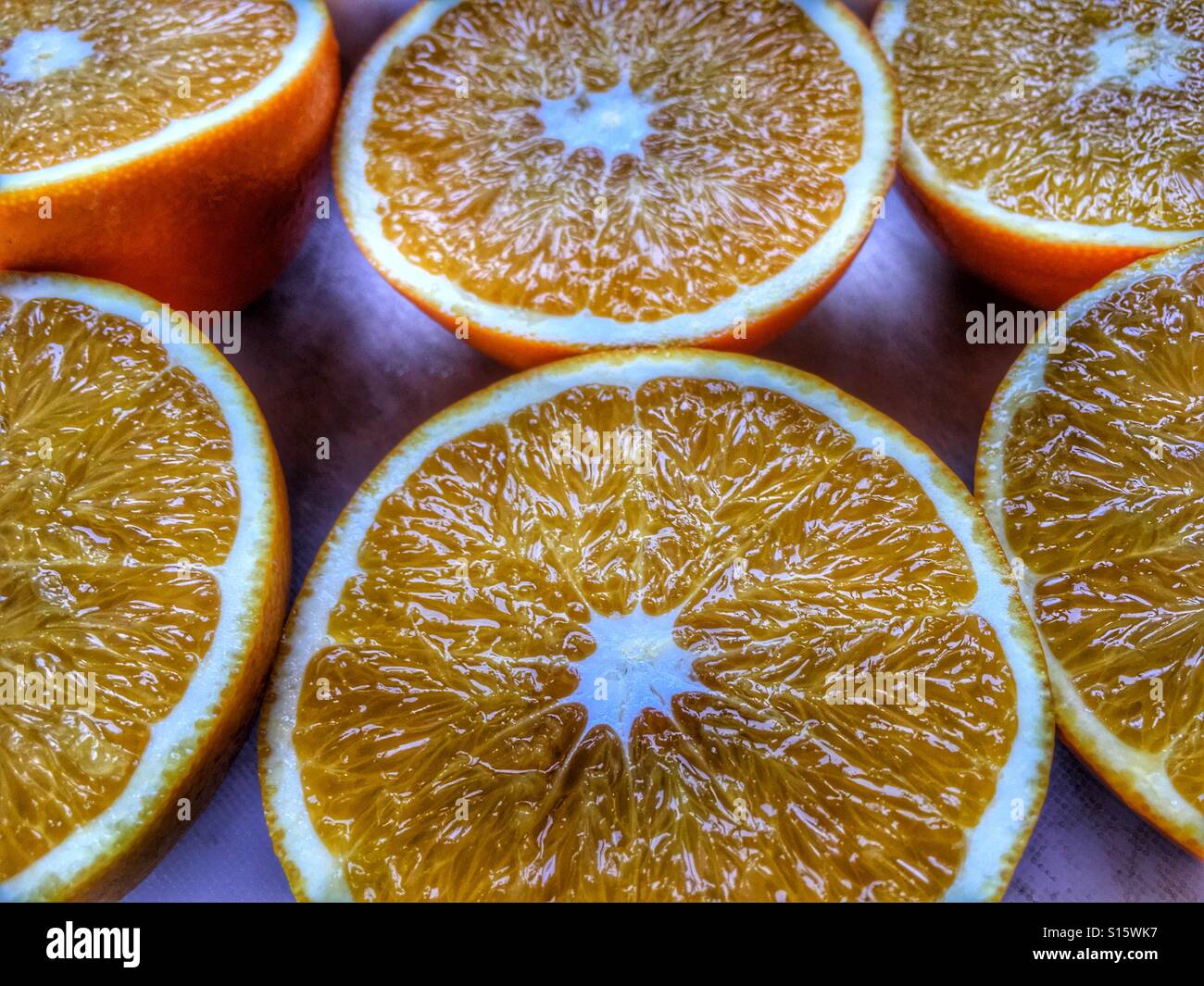 Valencia oranges, ready for juicing - Smartphone Captured Stock Image