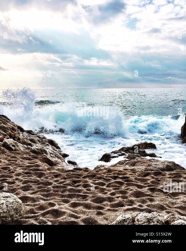 Windy shore in Spain, beach Stock Photo