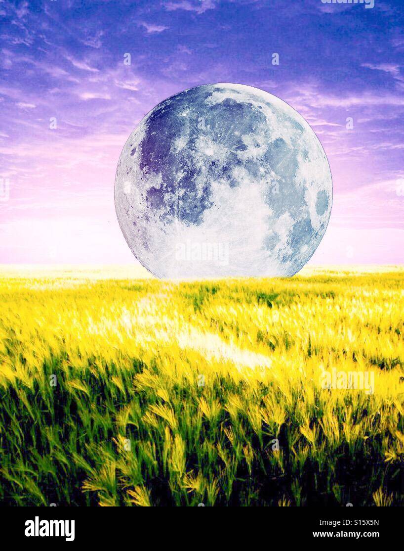 Moon falling on Earth Stock Photo Alamy