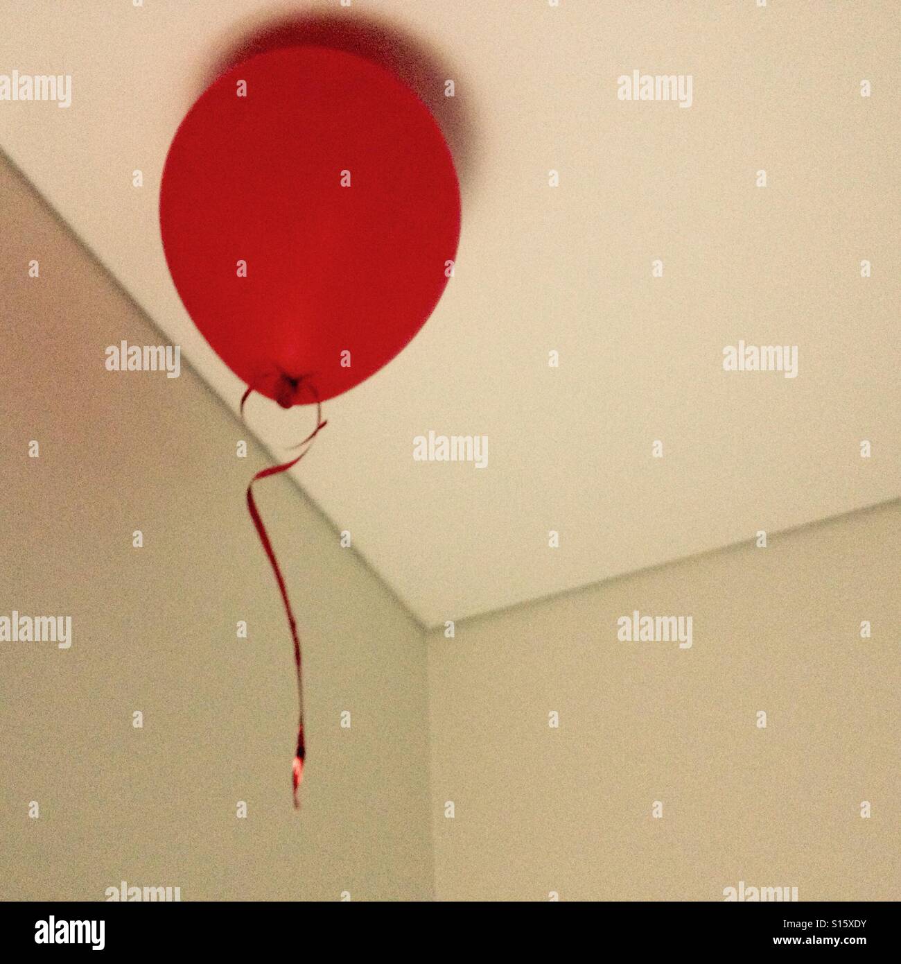 Red balloon in the room roof (Melbourne, Australia) Stock Photo