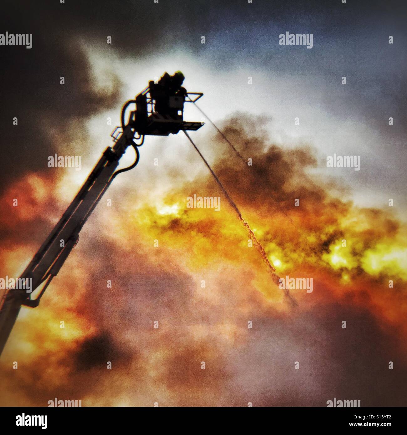 Firefighters tackle blaze in Exeter - Smartphone Captured Stock Image