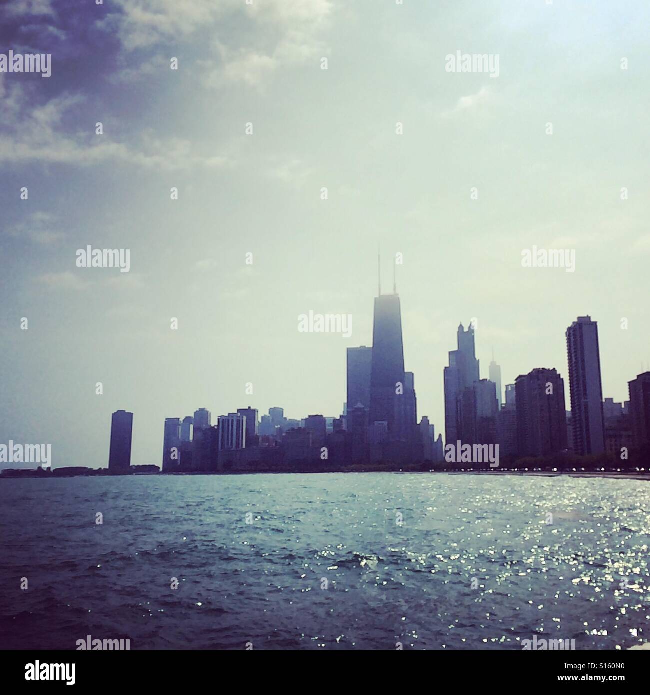 Lake Michigan and the skyline, Chicago, Illinois - Smartphone Captured Stock Image