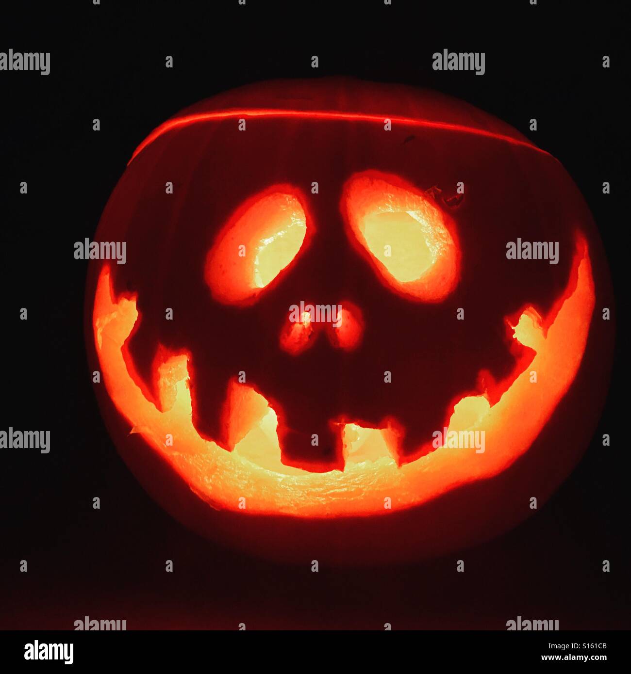 Glowing Jack O'lantern. - Smartphone Captured Stock Image