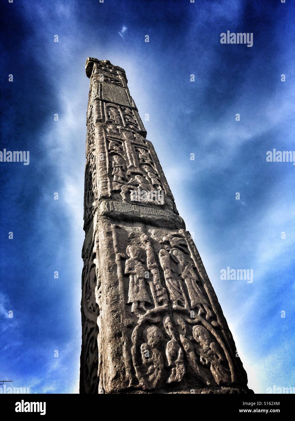 Saxon cross in Sandbach UK - Smartphone Captured Stock Image