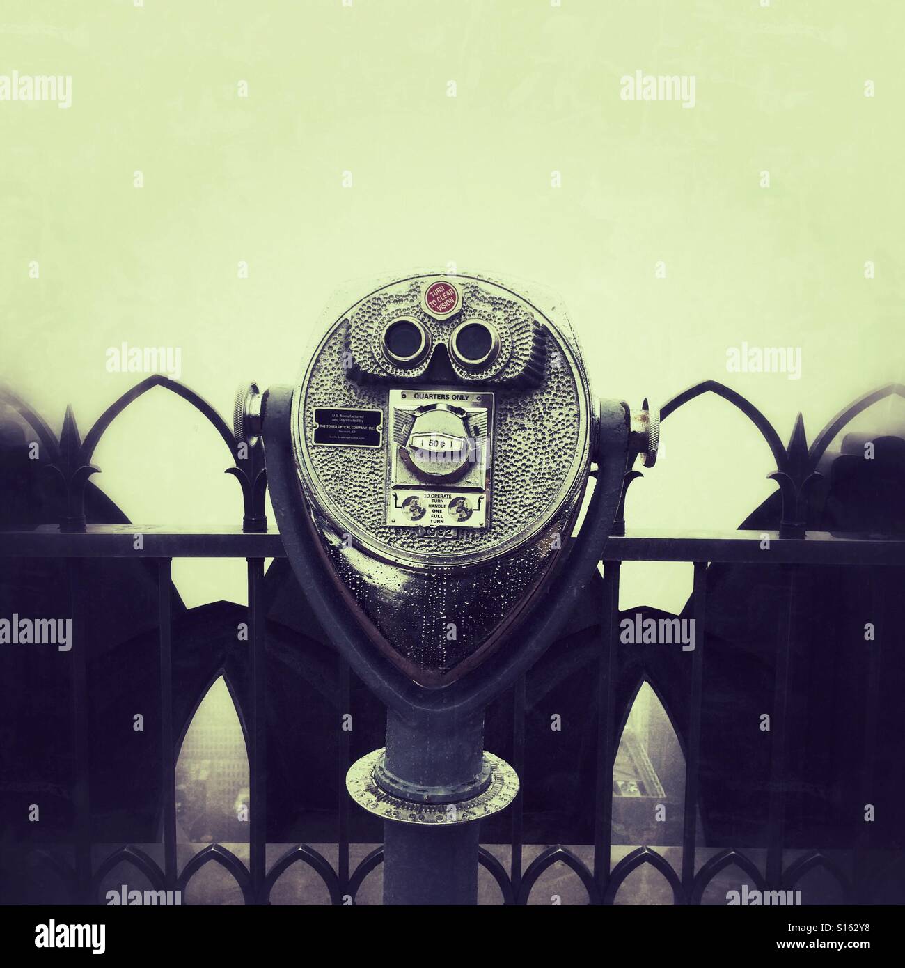 Coin operated binoculars at the top of the Rockefeller centre, New York City, United States of America. - Smartphone Captured Stock Image