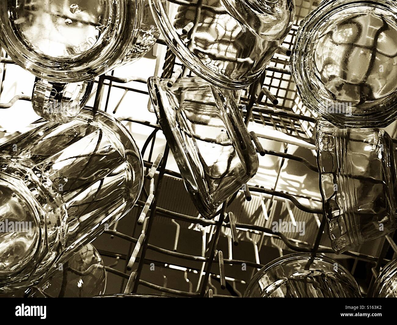 Glassware in dishwasher - Smartphone Captured Stock Image