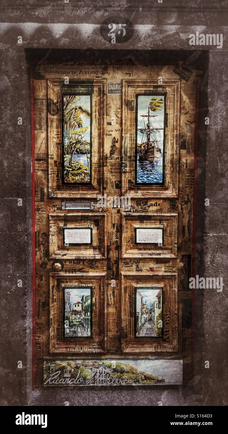 Painted doorway in Funchal Madeira - Smartphone Captured Stock Image