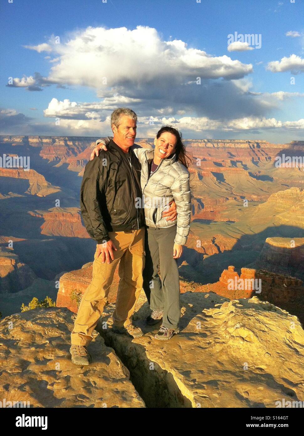 Happy Couple at South Rim Grand Canyon Stock Photo