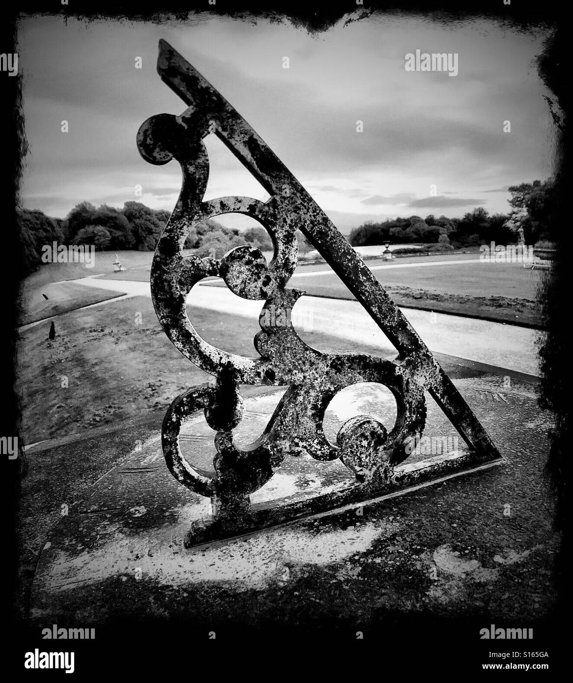Old timepiece - sundial in black and white - Smartphone Captured Stock Image
