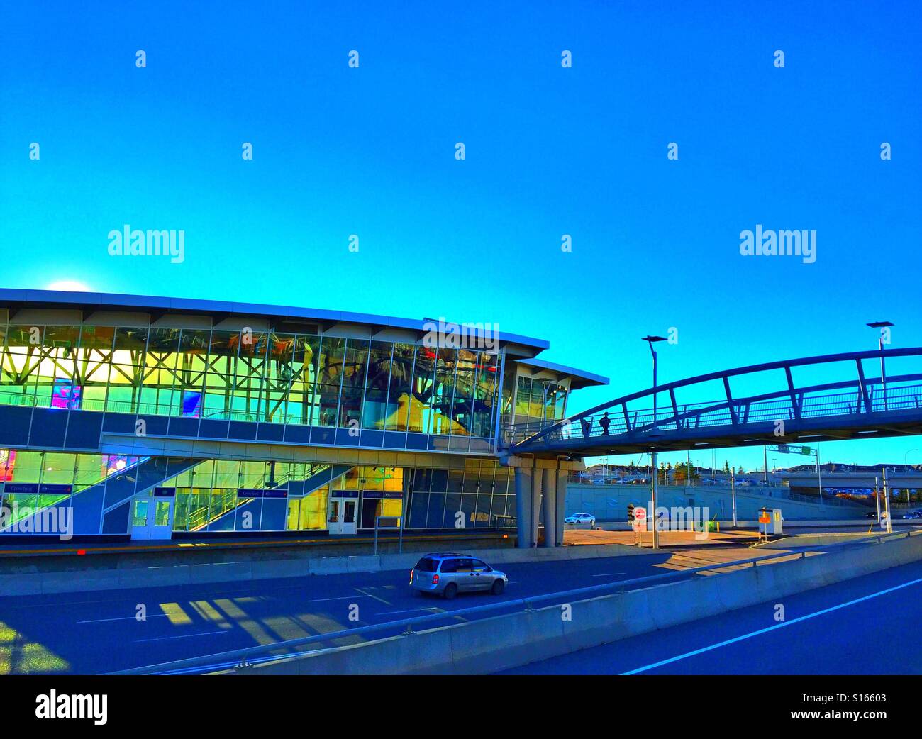 Light rail transit station, Calgary, Alberta, Canada - Smartphone Captured Stock Image