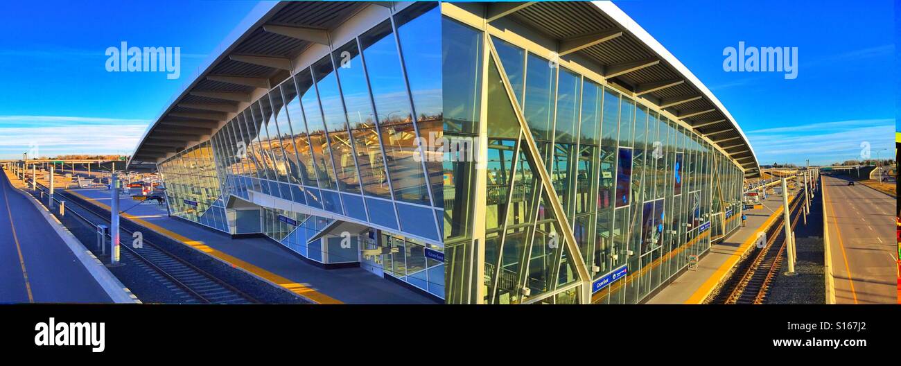 Light rail transit station along Crowchild Trail, Calgary, Alberta, Canada - Smartphone Captured Stock Image