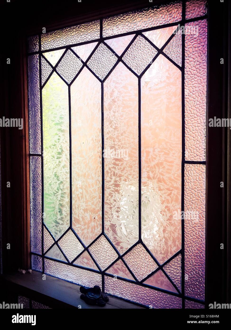 Antique leaded glass window Stock Photo Alamy