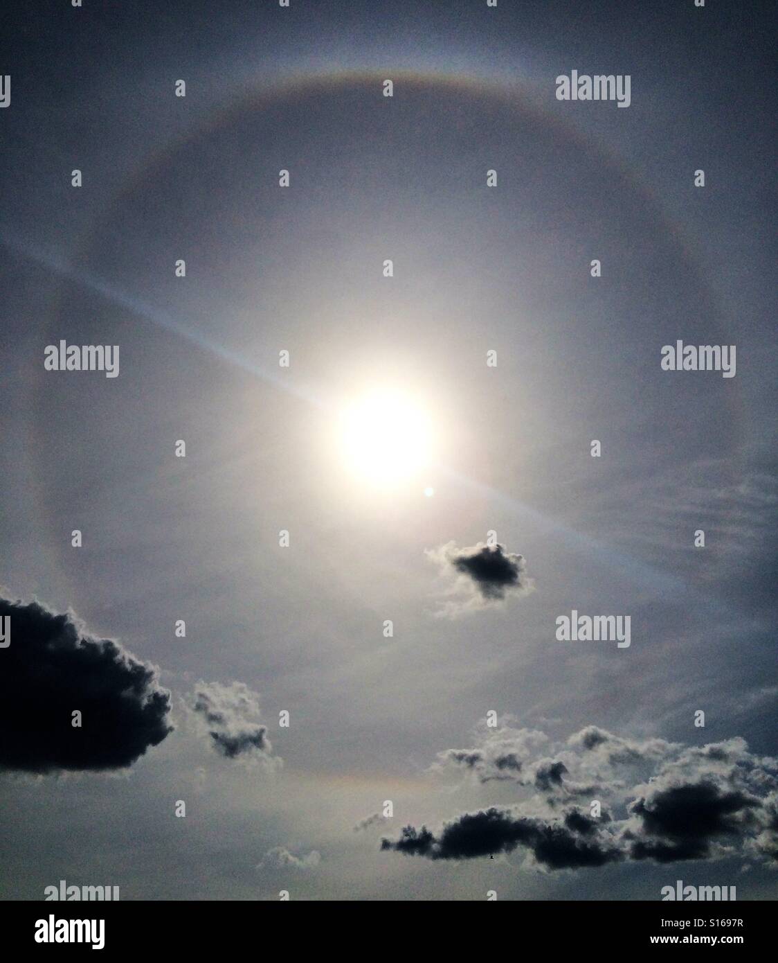 Halo around sun - Smartphone Captured Stock Image