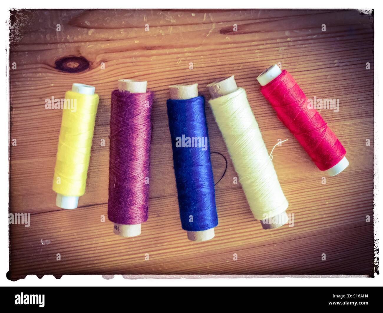 Five Different Rolls of sewing Thread lie side by side Stock Photo - Alamy