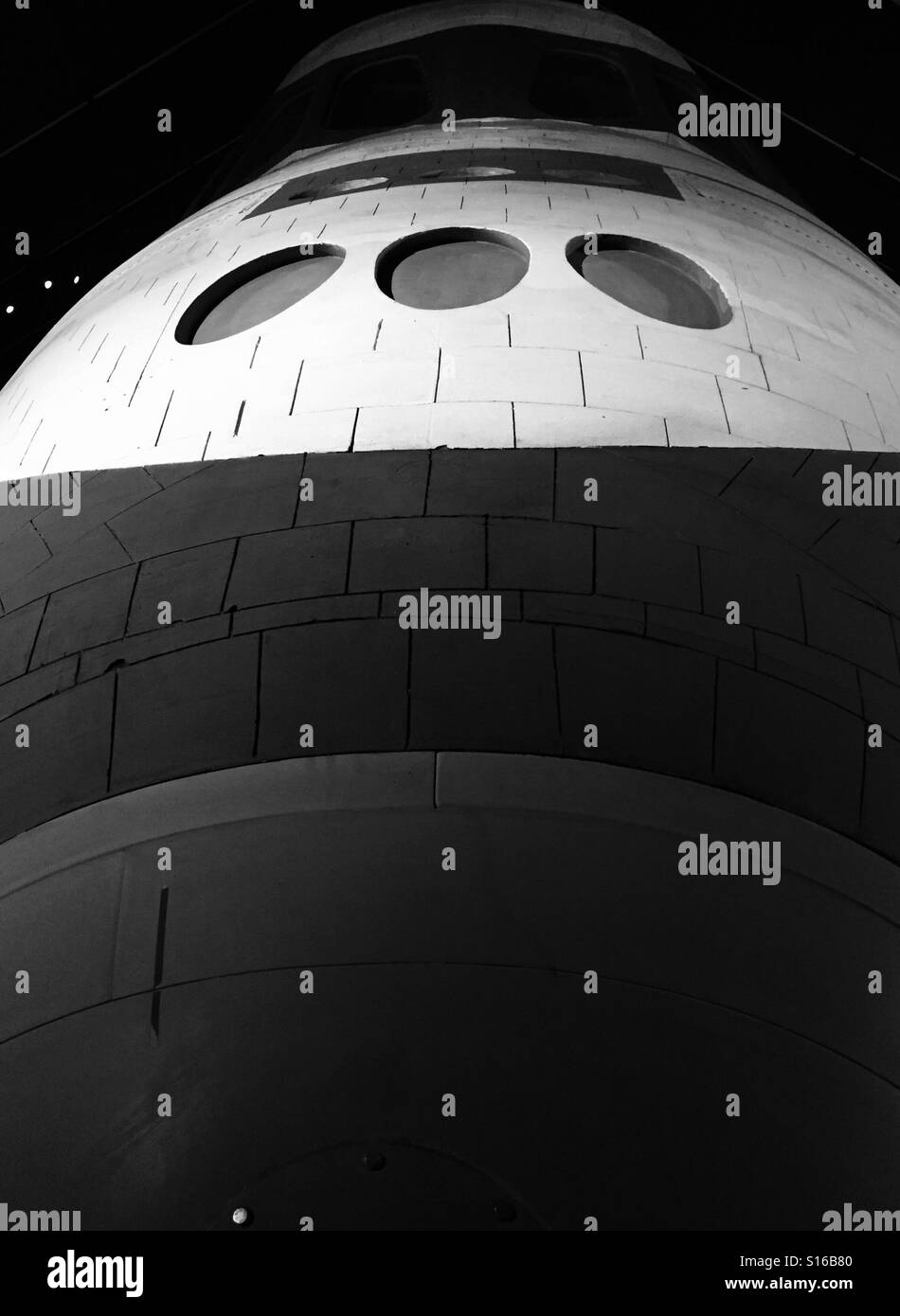 Fade to face with the shuttle. Orbiter Enterprise nose close up - Smartphone Captured Stock Image