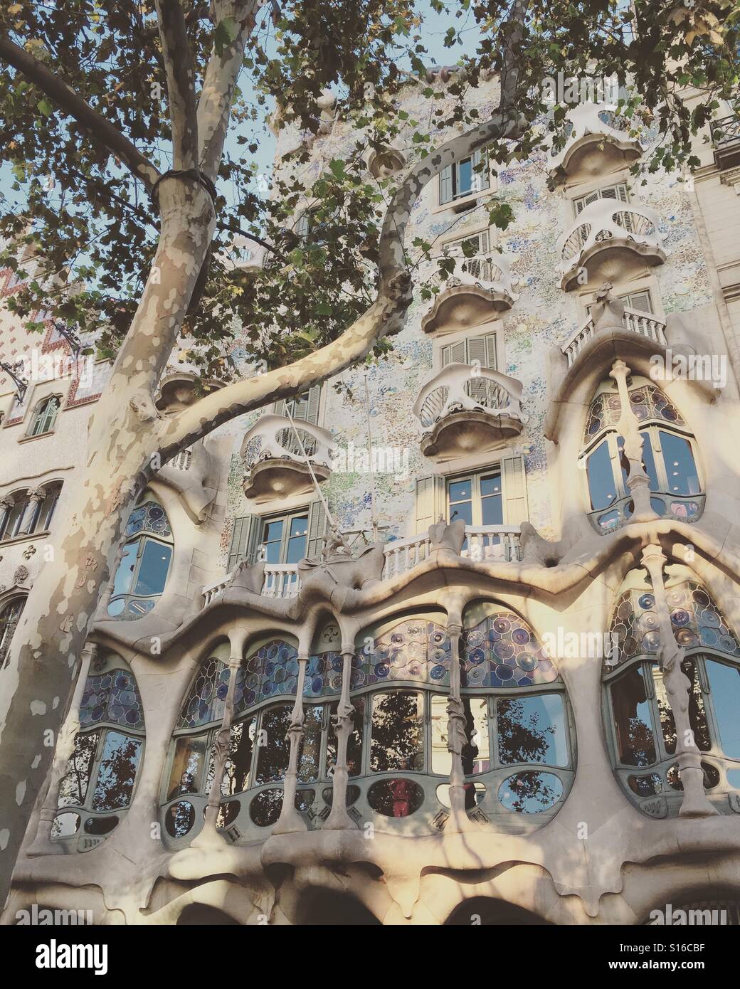 Casa Batlló – Gaudí’s Architectural Masterpiece in the Heart of Barcelona - Smartphone Captured Stock Image