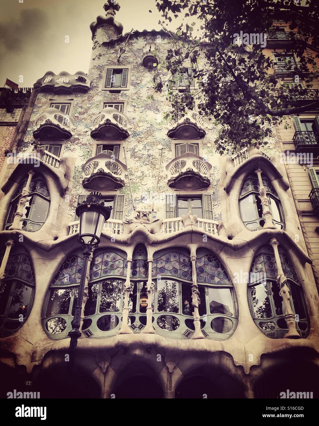 Casa Batlló – Gaudí’s Architectural Masterpiece in the Heart of Barcelona - Smartphone Captured Stock Image