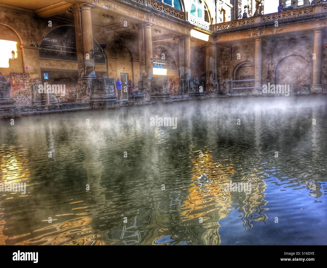 Steaming thermal waters, The Roman Baths, Bath, England Stock Photo - Alamy
