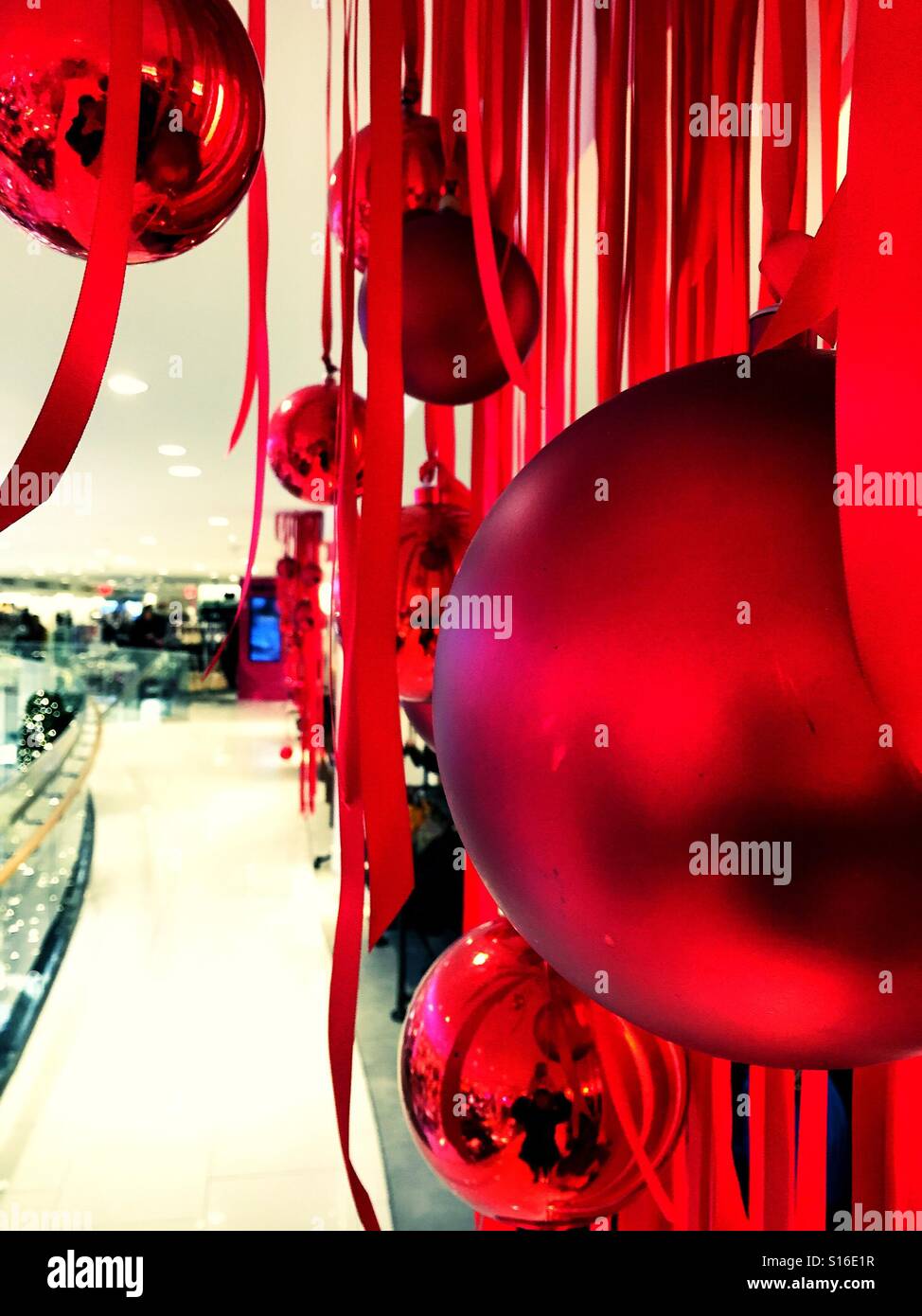 Holiday decorations on the main floor of Macy's NYC - Smartphone Captured Stock Image