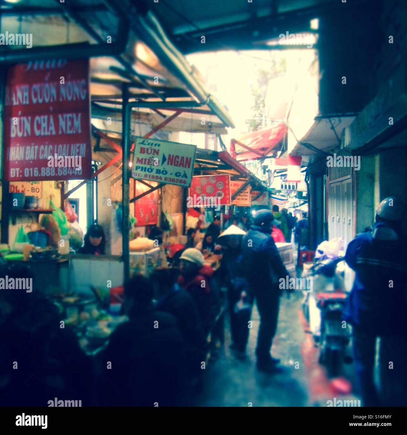Back alley street market selling food in Hanoi , Vietnam Stock Photo Alamy