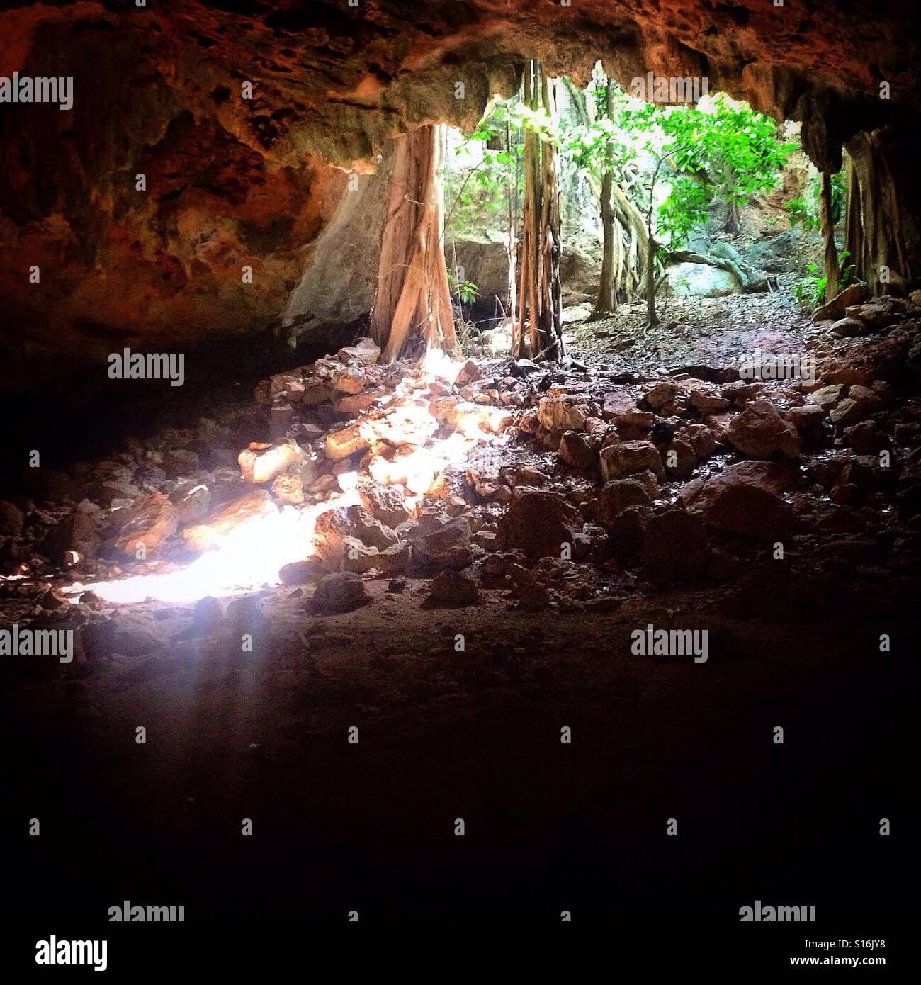 The Mayan cave of Aktun Usil near the Mayan city of Oxkintok in Maxcanu, Yucatan, Mexico Stock Photo