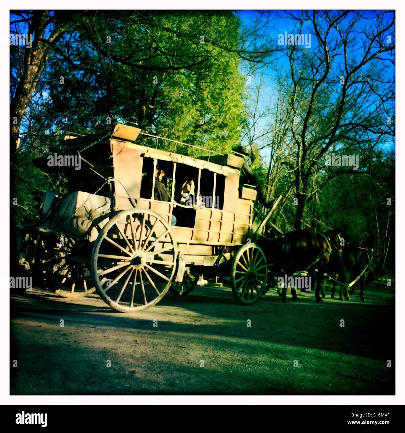 Stagecoach on Main Street. Columbia State Historic Park, Columbia, Tuolumne County,  California, USA Stock Photo