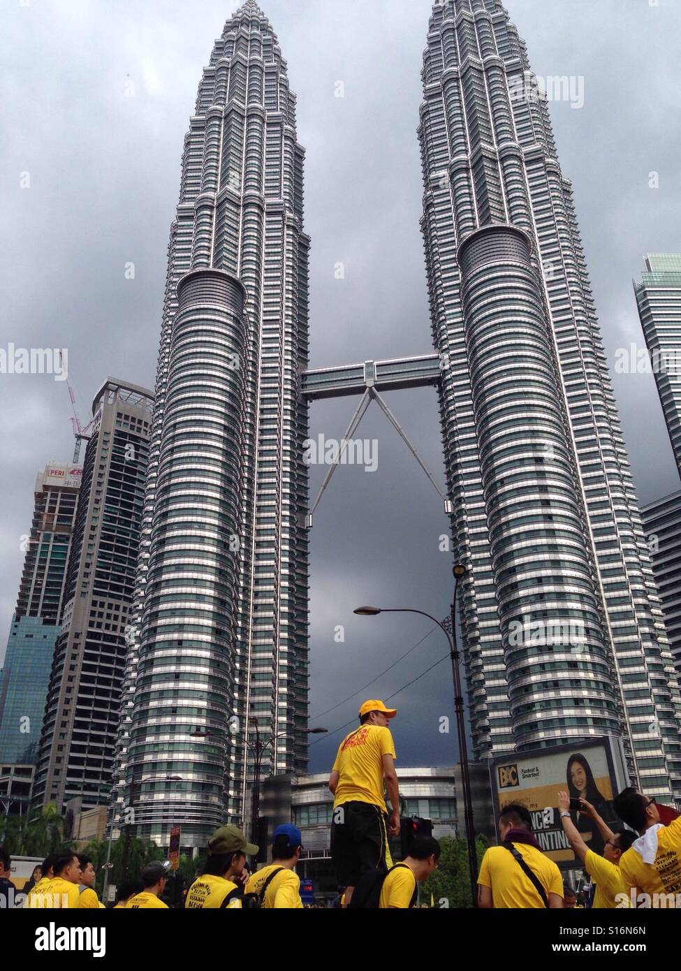 Malaysia Bersih 5 demand for clean electoral process gathered around Petronas Twin Towers Stock Photo