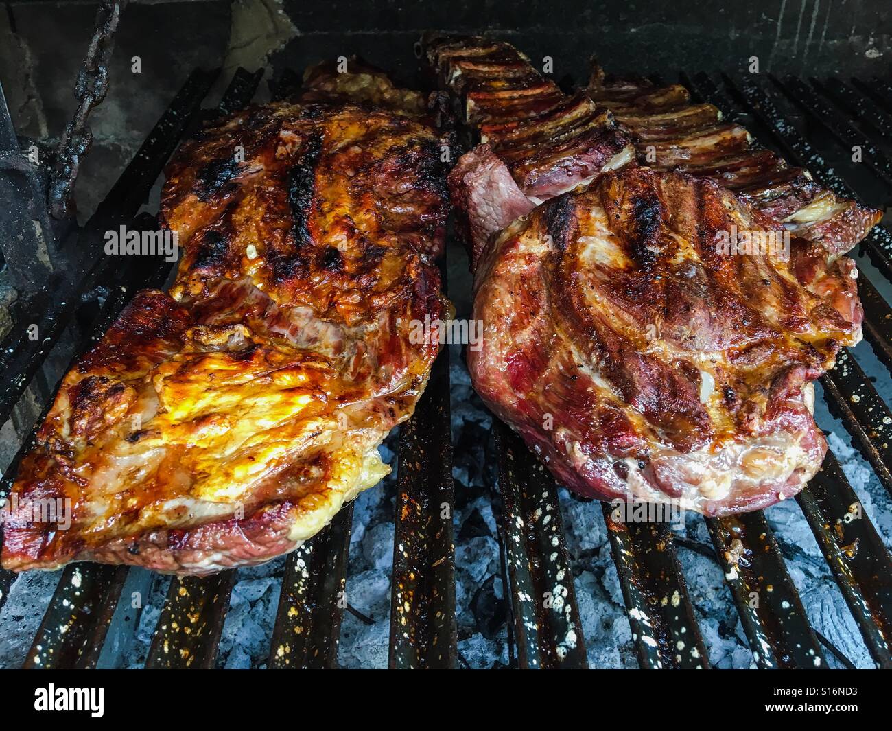 Cooked meat on the grill - Smartphone Captured Stock Image