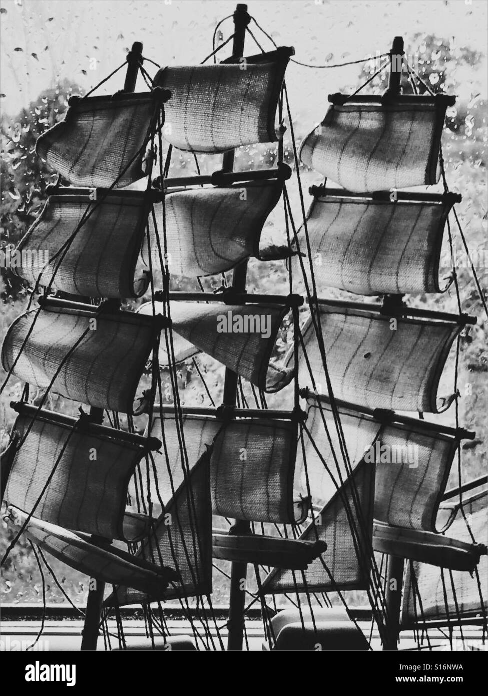 Sails On A Model Ship Stock Photo Alamy