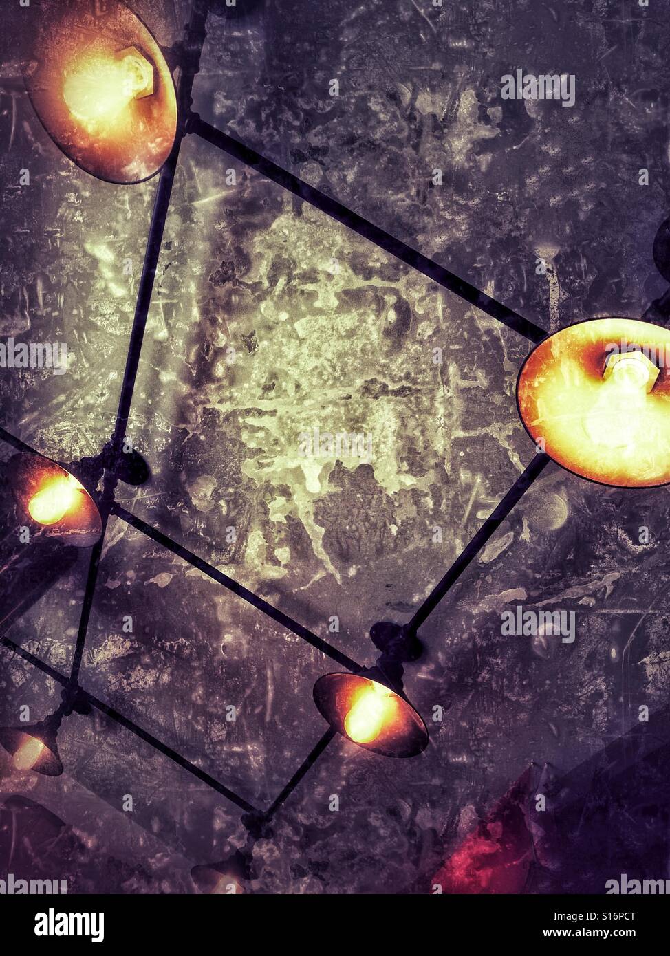 Loft style lamps on the ceiling - Smartphone Captured Stock Image