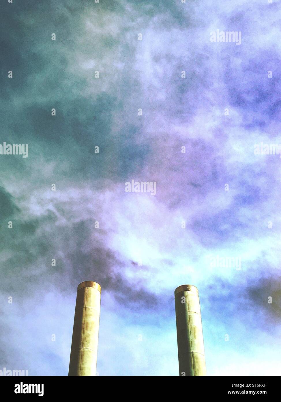 Industrial chimneys - Smartphone Captured Stock Image