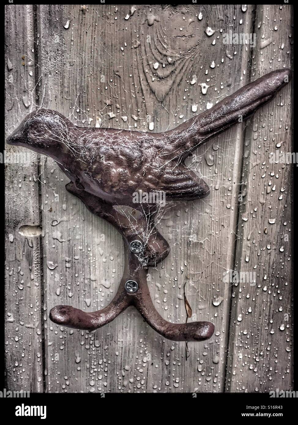 Shed door ornamental hooks Stock Photo Alamy