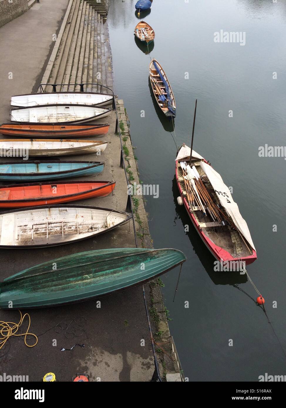 Boats  on the Thames by Richmond bridge Stock Photo