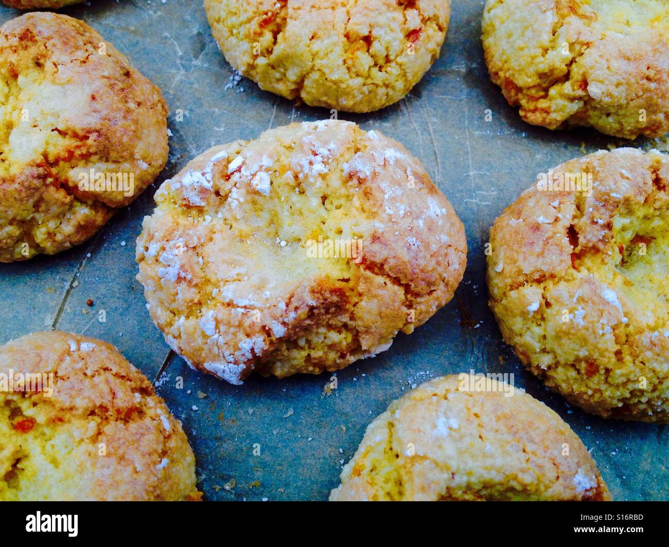 Homemade Pasticcini di mandorle, soft almond biscuits - Smartphone Captured Stock Image