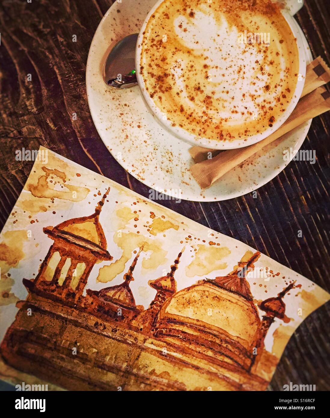 Coffee painting - Smartphone Captured Stock Image