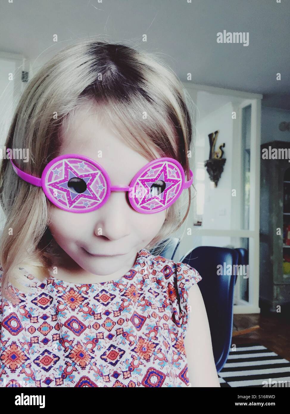 Girl with play glasses on Stock Photo Alamy