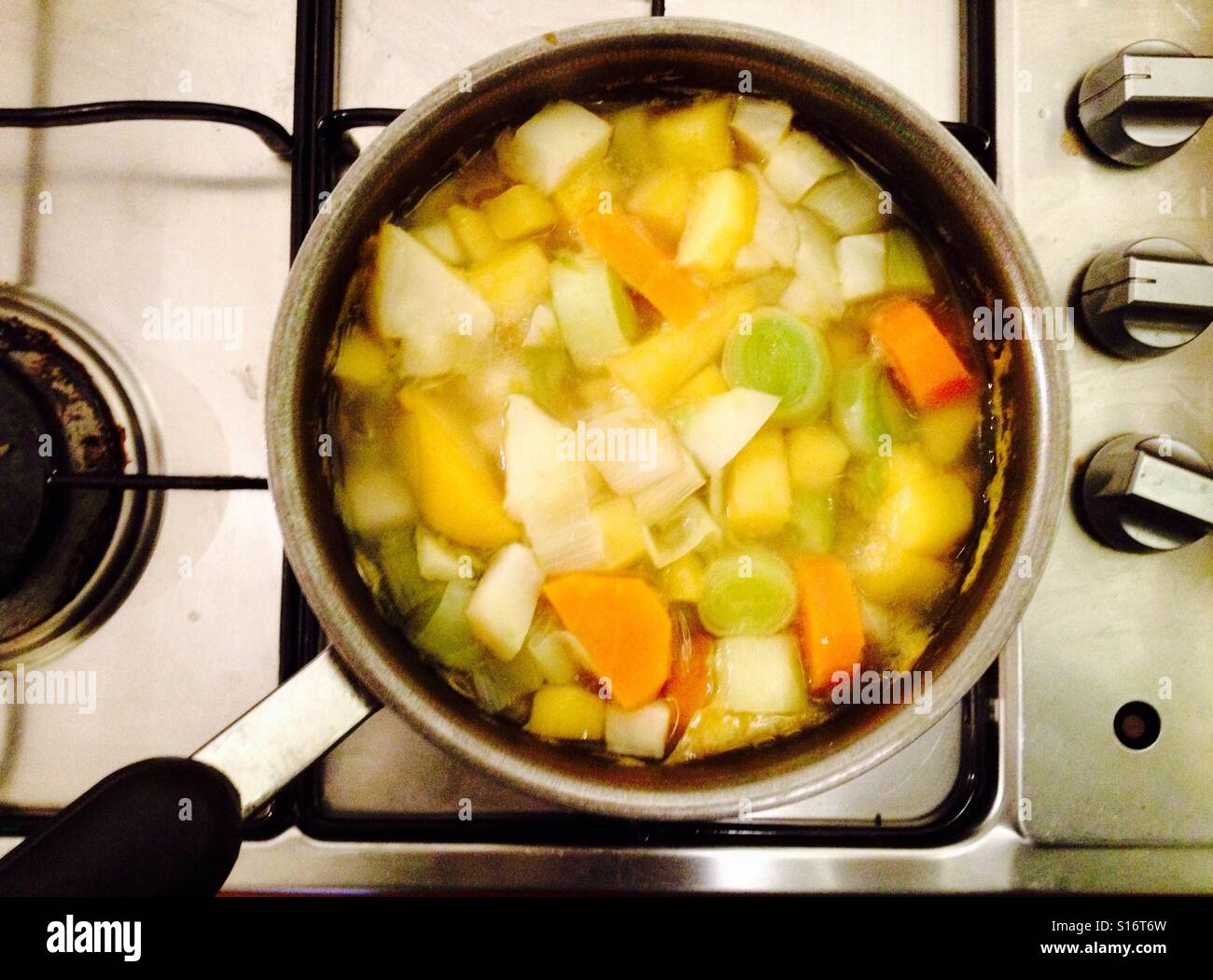 Mixed vegetables boiling in saucepan - Smartphone Captured Stock Image Mixed vegetables boiling in saucepan - Smartphone Captured Stock Image