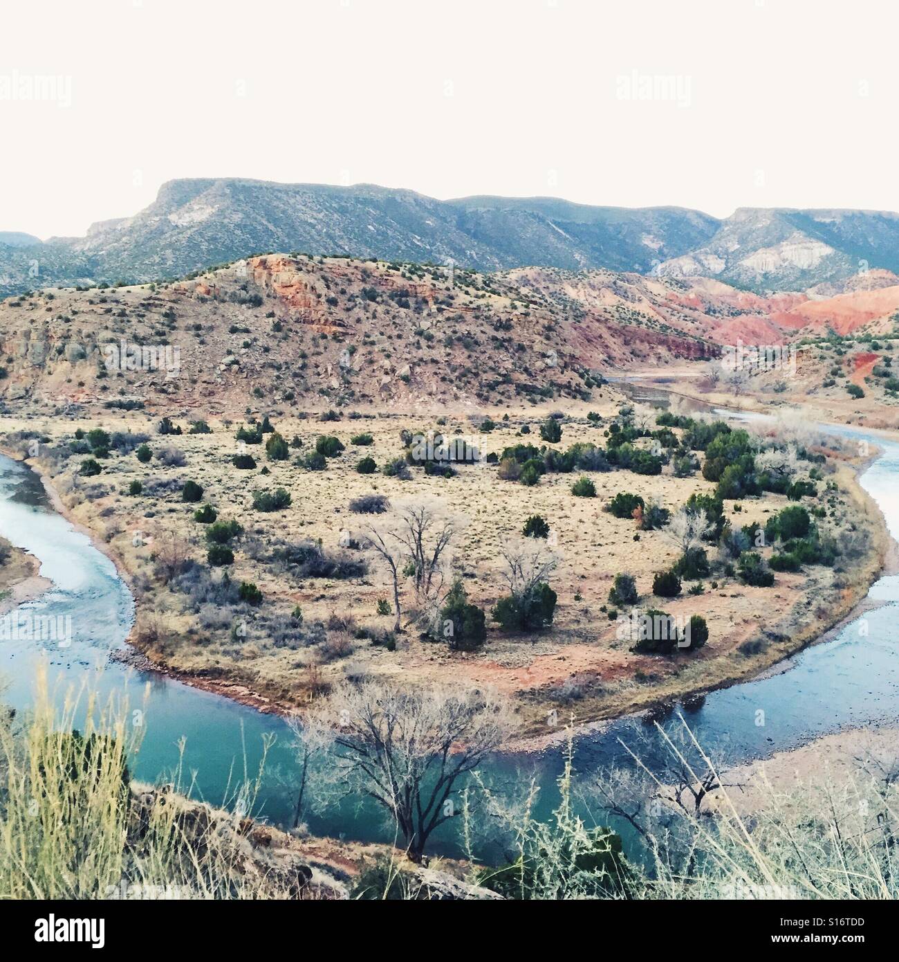 Chama River bend, Ghost Ranch, New Mexico Stock Photo