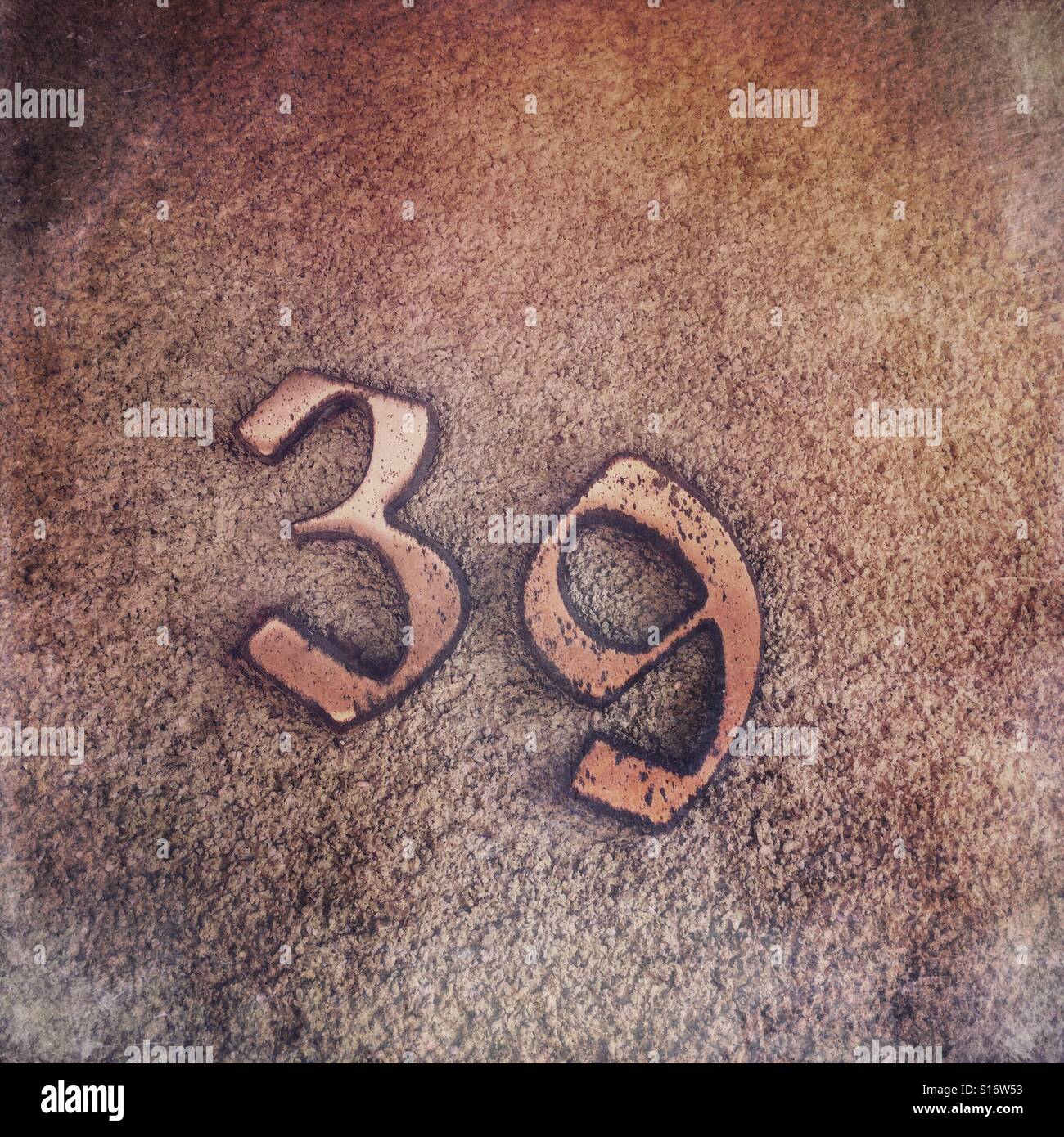 Number 39 on a grungy background Stock Photo